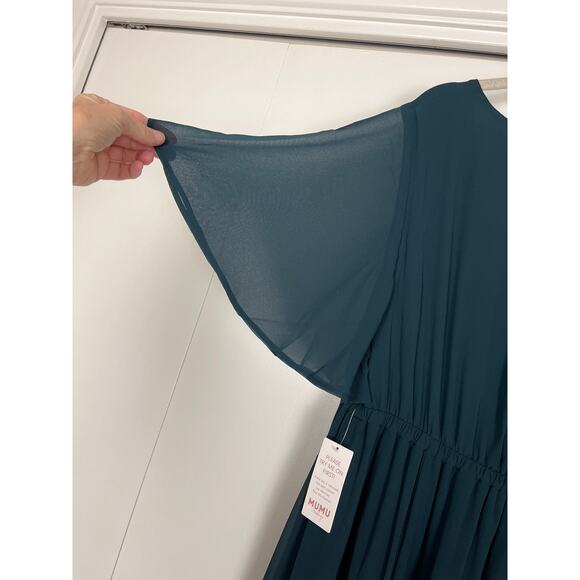 Show Me Your mumu Emily Empire Maxi Dress Emerald Green Chiffon Classic - Picture 7 of 8